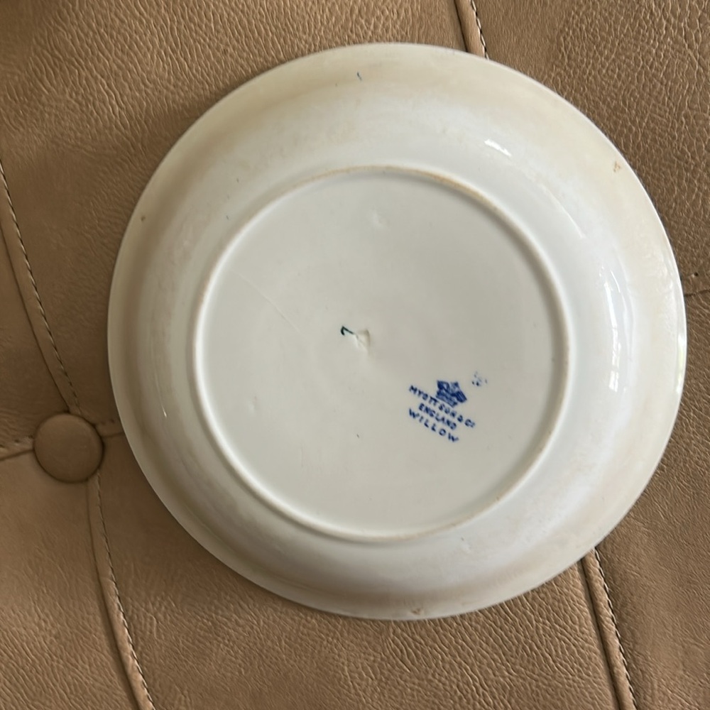 19th century blue Willoware Myott son& co England willow 7 inch Soup Bowl - Picture 7 of 8